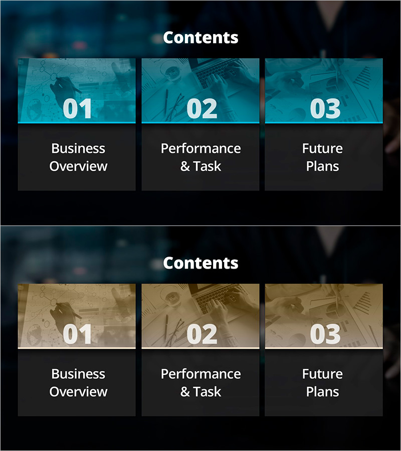 금융 사업 목차 슬라이드 – 체계적인 정보 전달
