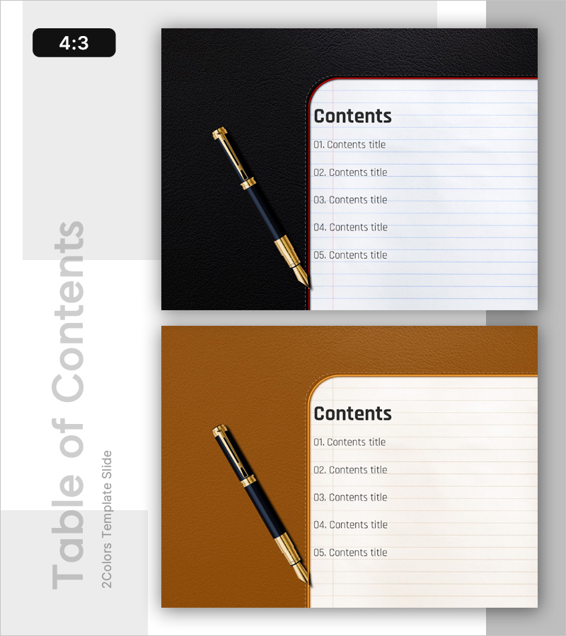 목차 슬라이드 – 다이어리 스타일의 프레젠테이션