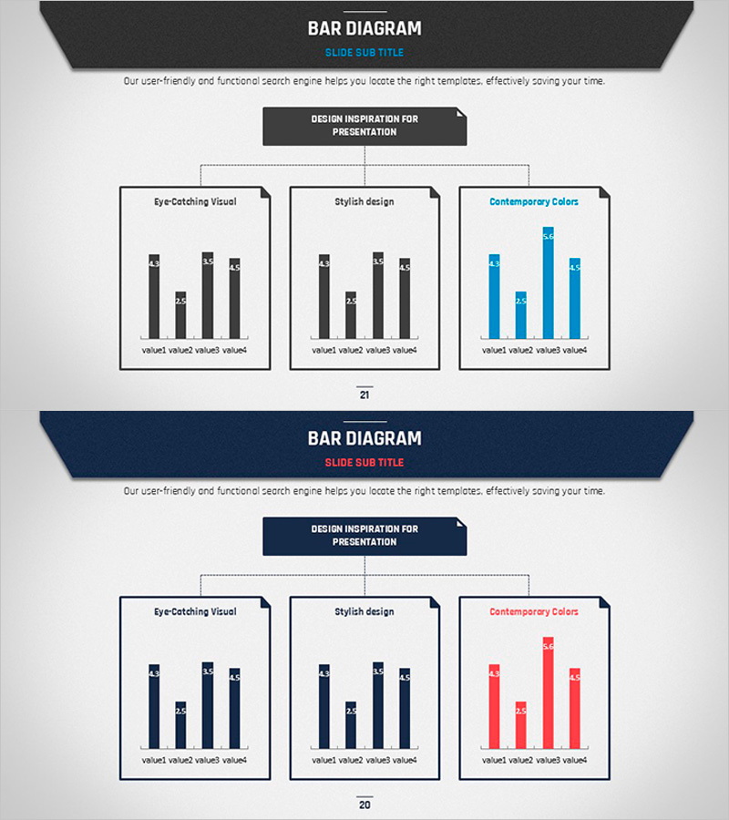 비즈니스 플랜을 위한 세로막대 그래프 템플릿