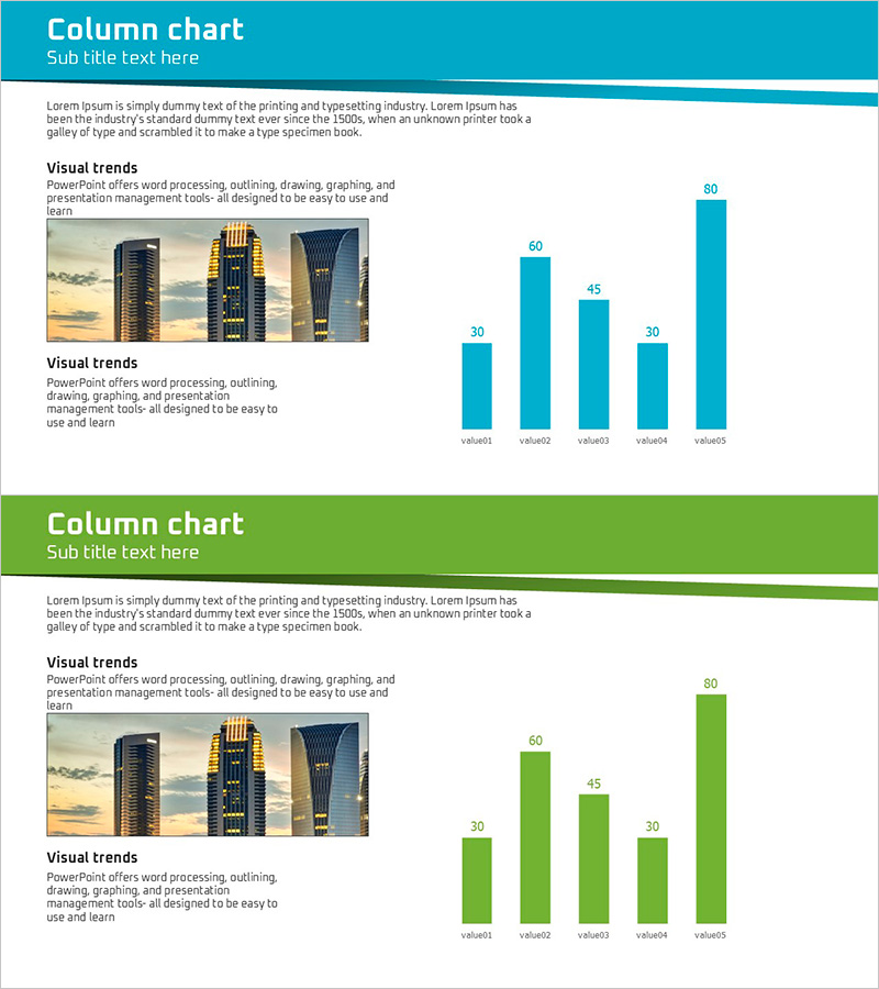 비지니스 숲 와이드 템플릿 칼럼차트