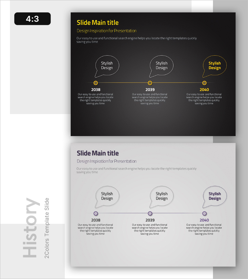 말풍선 연혁 다이어그램 – 회사 소개의 새로운 제안
