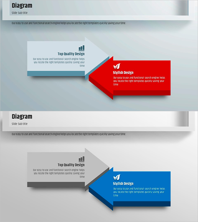 사각형 프레임 템플릿 – 다방향 화살표 다이어그램