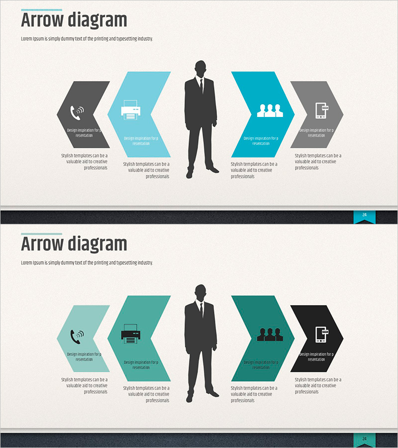 모던 비즈니스 템플릿 흐름 다이어그램
