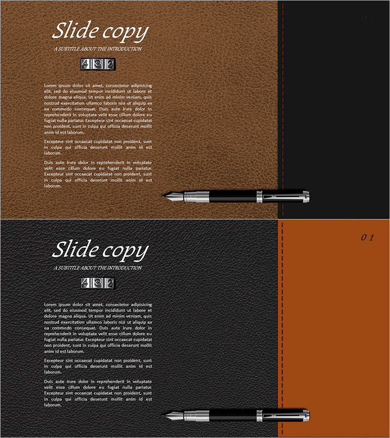 가죽 소재 프레젠테이션 템플릿 텍스트