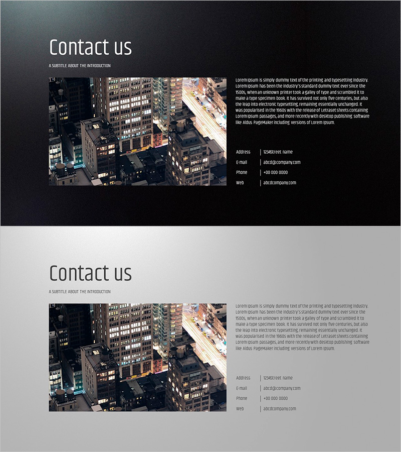 다섯가지 컬러 와이드 템플릿 - 회사 연락처 슬라이드