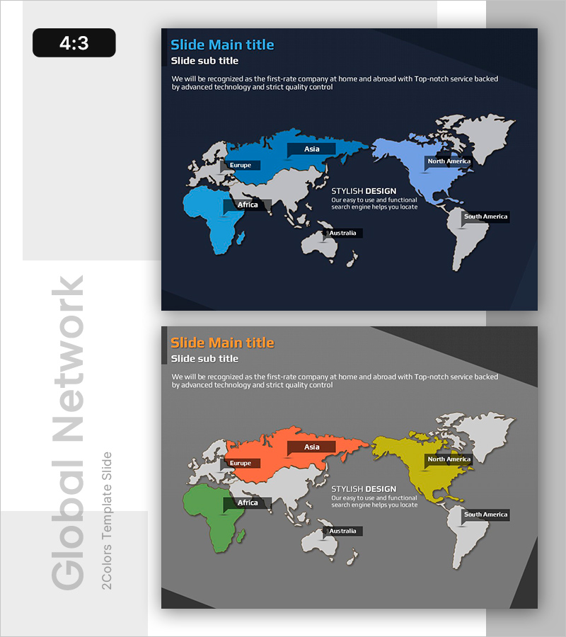 세계 시장을 시각화한 지도 슬라이드 – 글로벌 성장 가능성