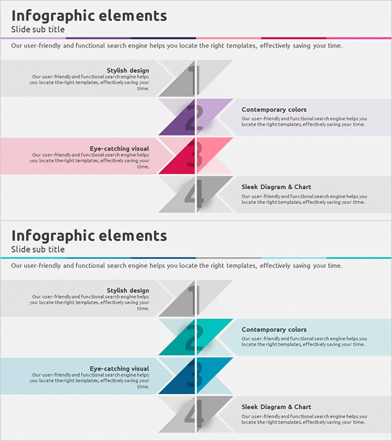 삼각형 패턴 와이드 피피티 템플릿 – 사업 추진 전략을 위한 인포그래픽
