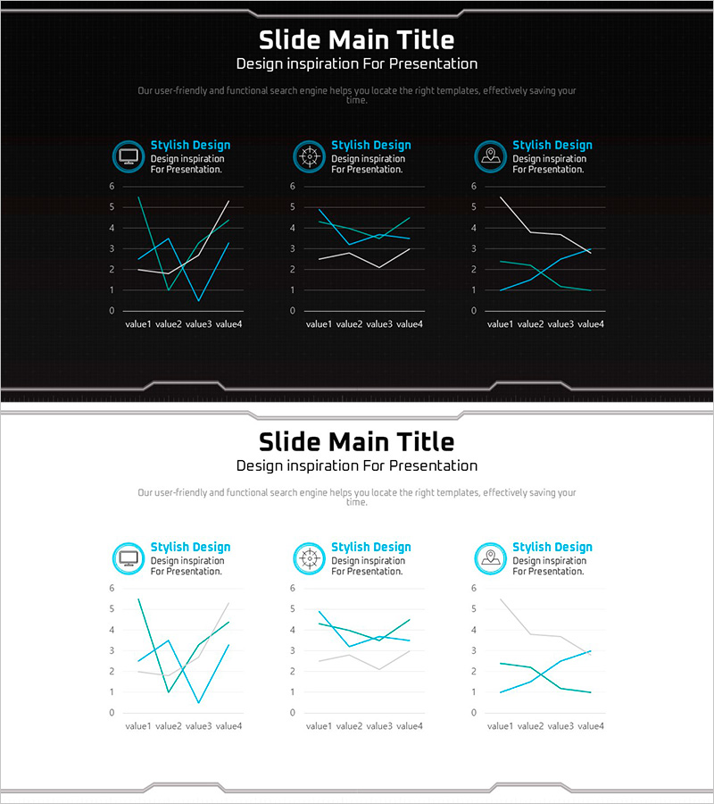 기하학 무늬 와이드 파란색 꺾은선 그래프 – 시장 분석의 완벽한 선택