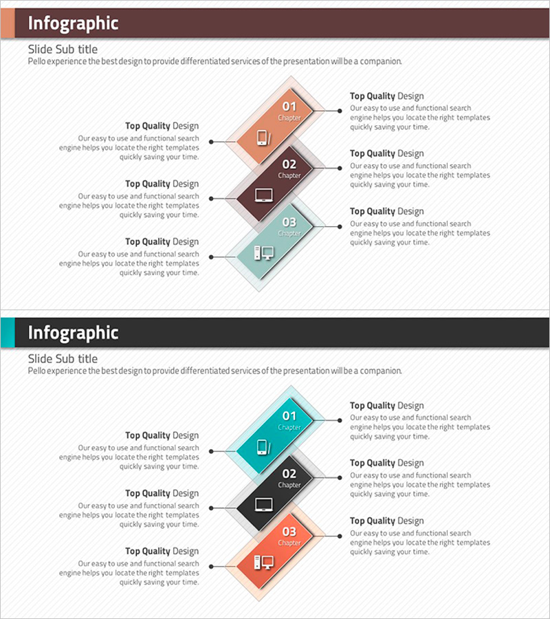 마름모 인포그래픽 템플릿으로 사업 영역 소개하기 – 효율적 흐름