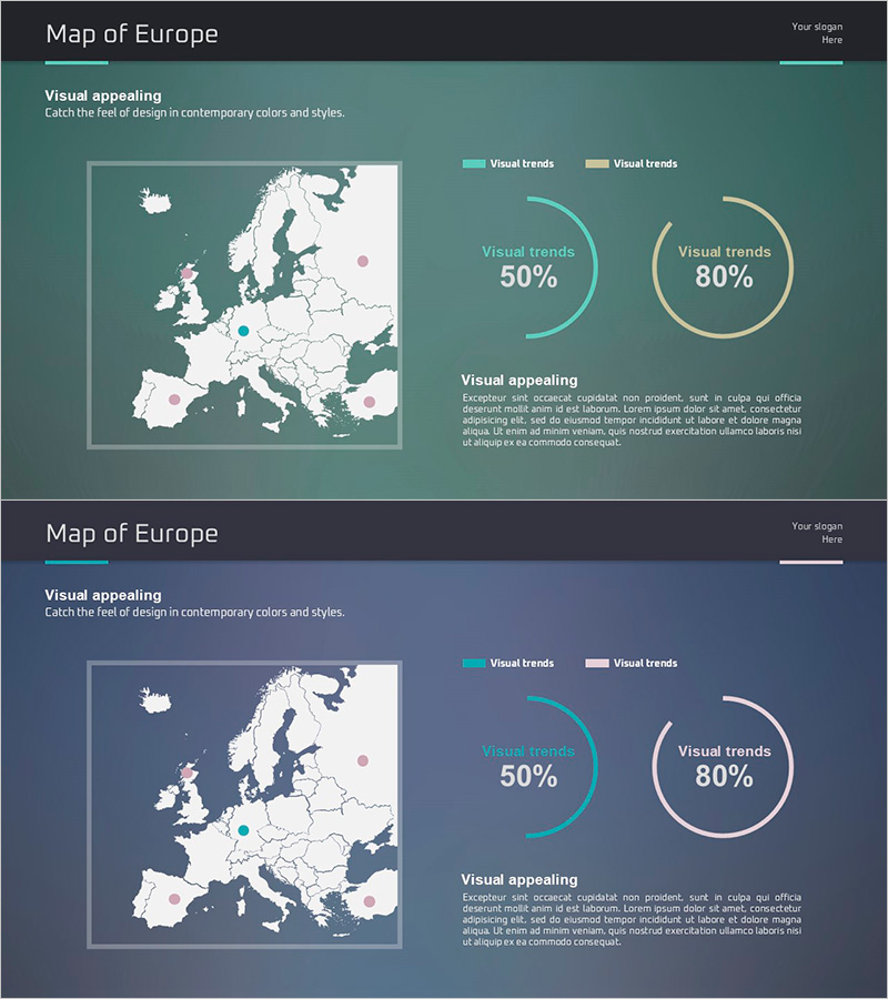 아이디어 프레젠테이션 와이드 템플릿 – 시장 분석과 시각화