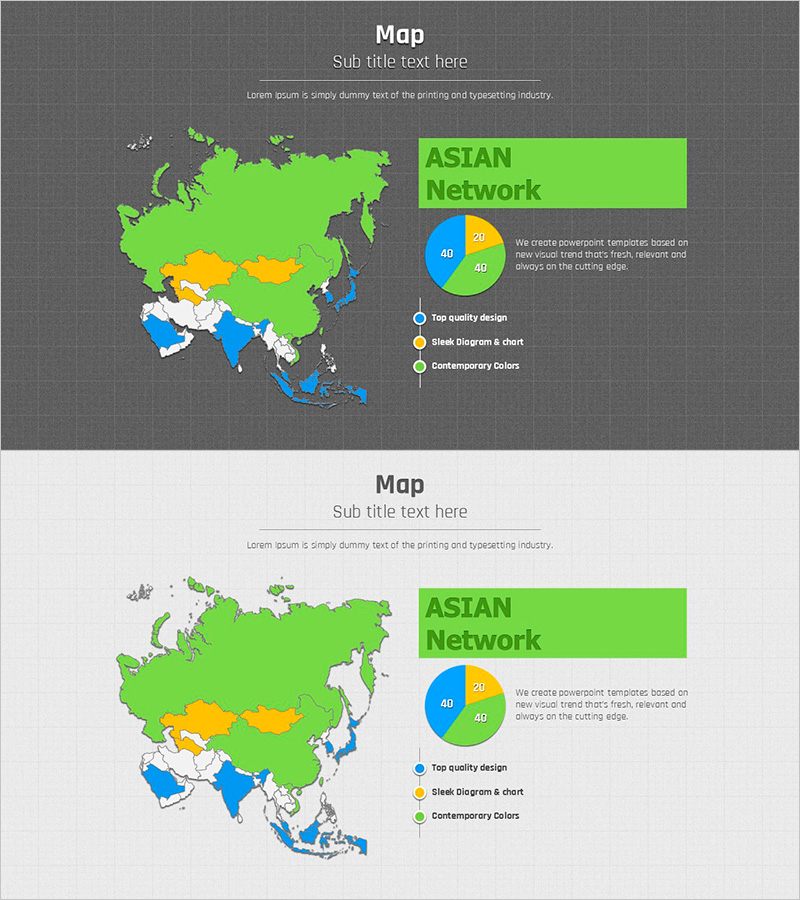 모눈종이 템플릿 지도4 – 아시아 네트워크 강조