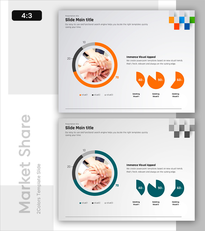 시장 목표 및 현황 차트 – 시각적으로 매력적인 분석