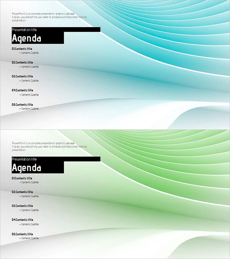 곡선 그래픽 목차 슬라이드 - 정보 전달과 미적 요소