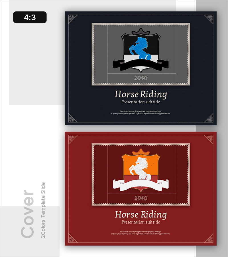 고급스러운 말을 테마로 한 PPT 표지 템플릿 