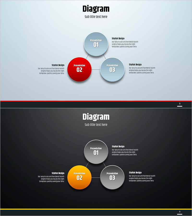 심플 원형 템플릿 다이어그램 – 사업 목표와 전략