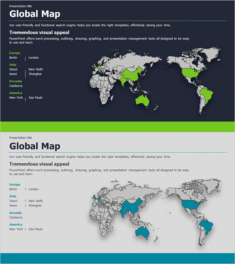 글로벌 맵 제안서 PPT 템플릿 – 고객 성공 사례 시각화