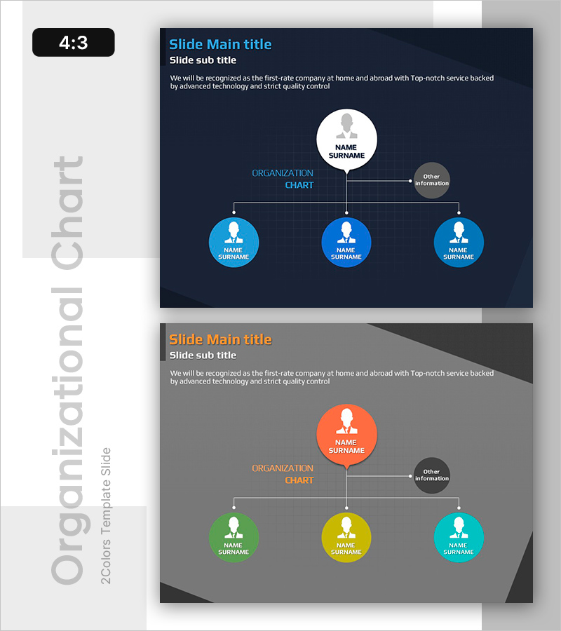 원형 아이콘 조직도 슬라이드 – 회사 소개에 최적화