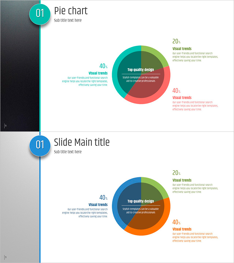 다섯가지 컬러 파이차트로 시장 분석하기 – 세련된 디자인