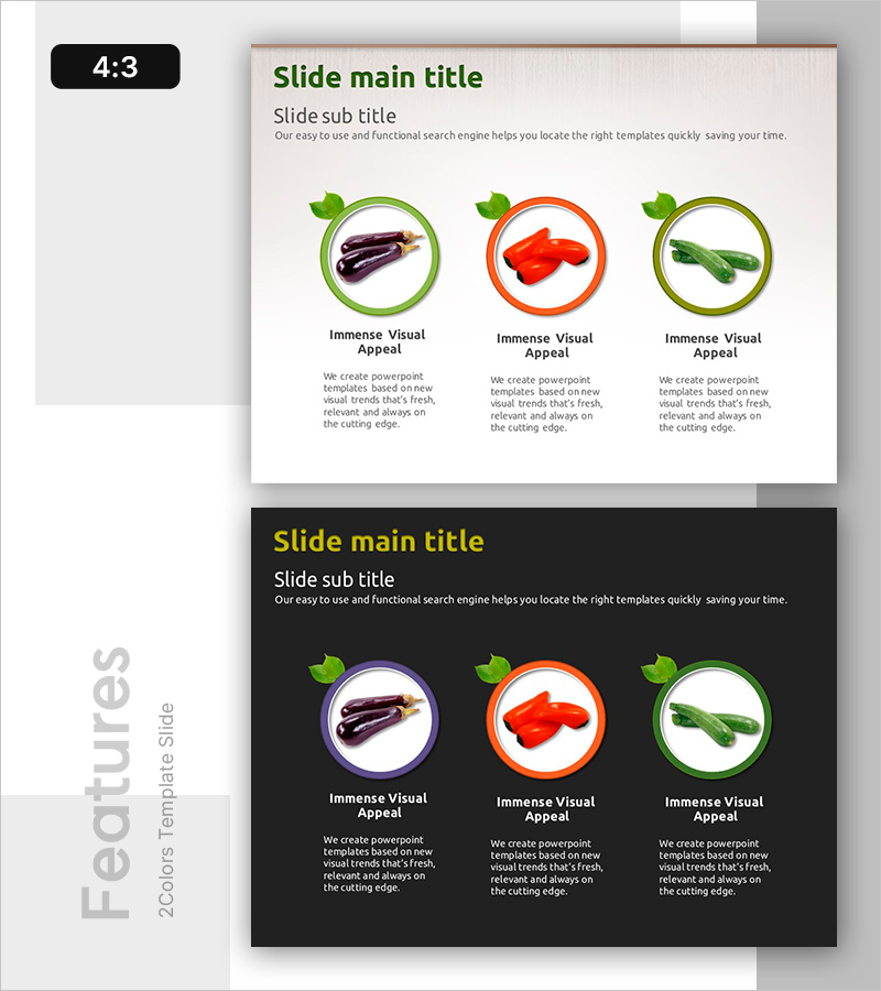 비건 재료 특징을 강조한 클러스터 슬라이드