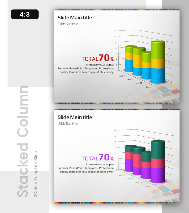 3D 막대형 성과 그래프 – 시장 동향 분석