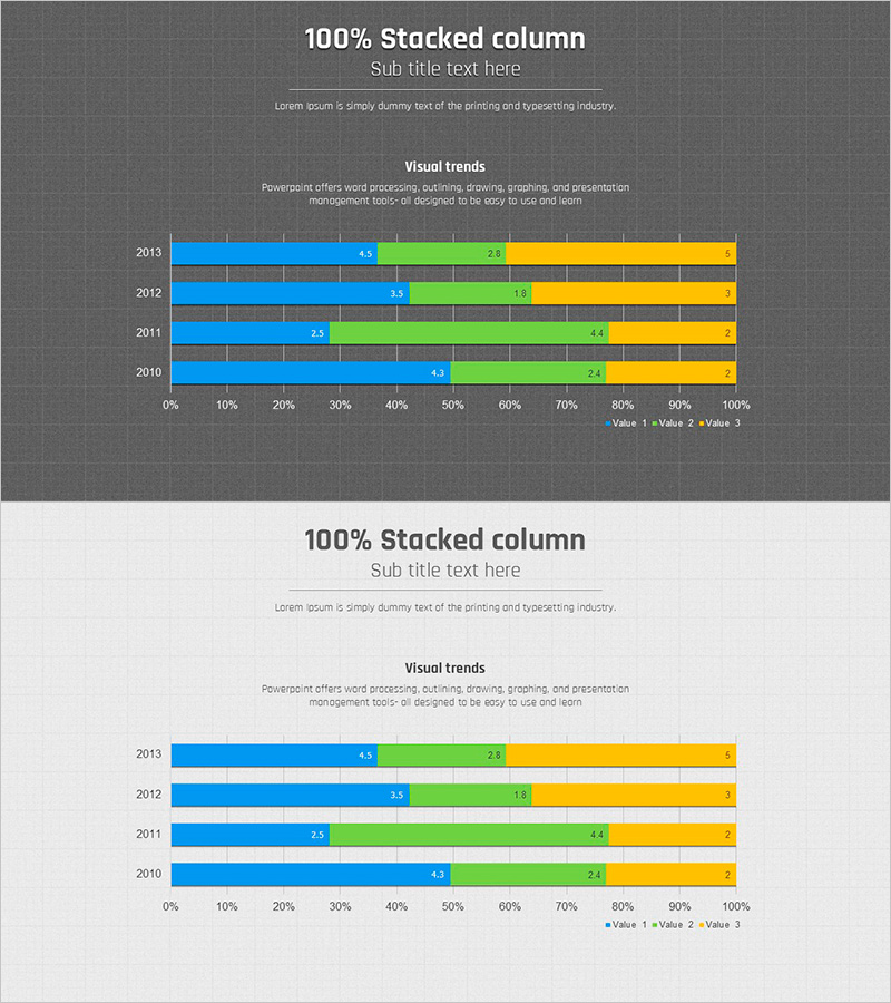 모눈종이 템플릿 가로막대 세분형 그래프 슬라이드