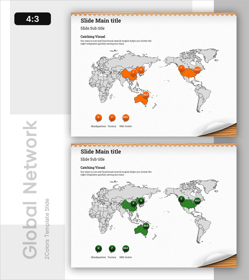 지도 기반의 글로벌 지사 시각화 슬라이드