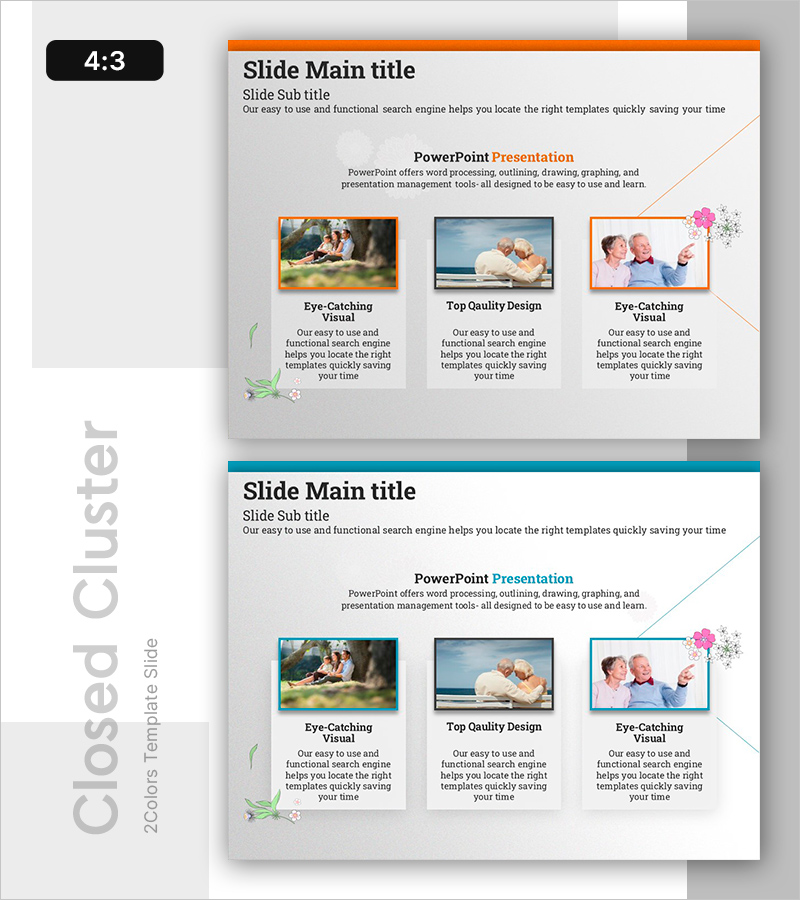 요양 서비스 소개 PPT 슬라이드 – 프리미엄 클러스터 형식