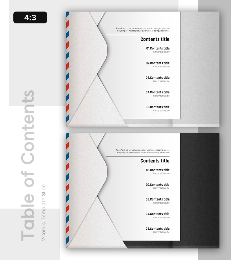 편지봉투 템플릿 목차 슬라이드 – 명확한 구조