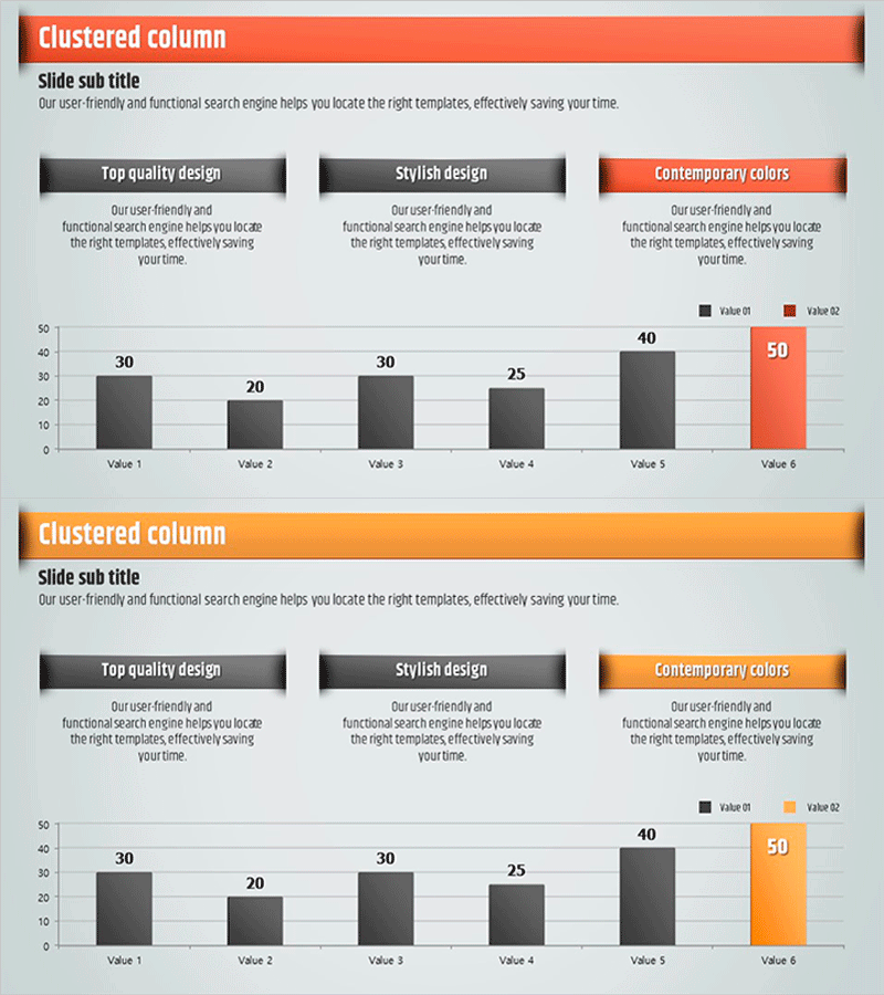 아이디어 도출을 위한 바 차트 템플릿 – 시장 및 경쟁사 분석