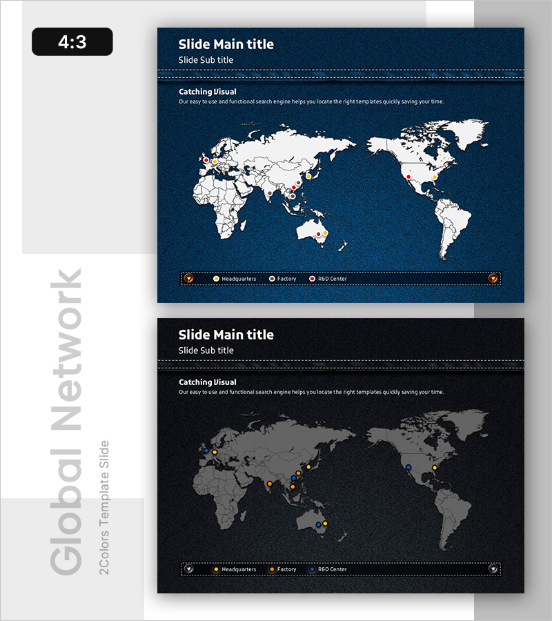 데님 PPT 글로벌 맵 – 회사 소개 자료로 최적화