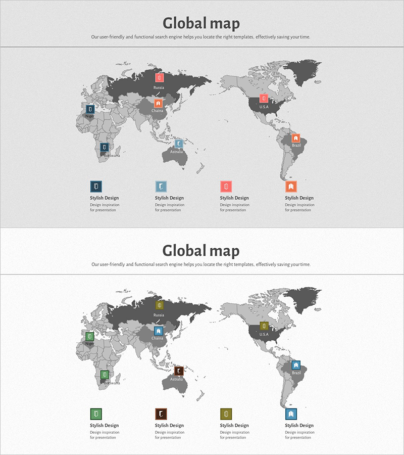 스퀘어 프레임 템플릿 세계지도 – 글로벌 네트워크 개요