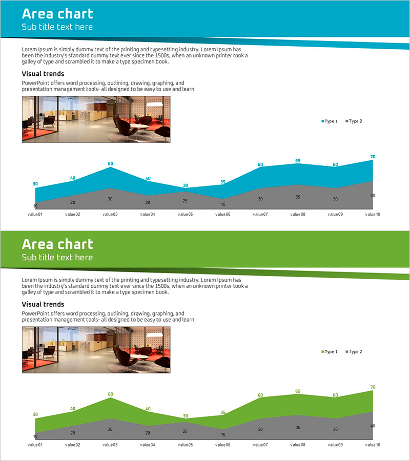 비지니스 숲 와이드 템플릿 영역형 차트