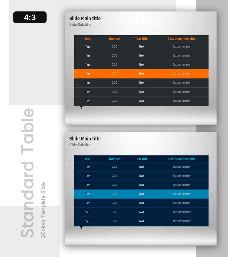 스탠다드 테이블 슬라이드로 재무 성과 시각화