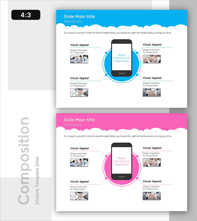 모바일 앱 서비스 구성 내용을 시각화한 다이어그램 슬라이드