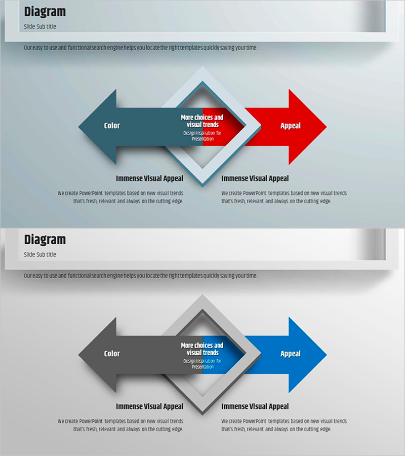 사각형 프레임 템플릿 – 다방향 흐름 다이어그램