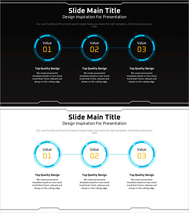 기하학 무늬 와이드 PPT 다이어그램 – 사업 전략 및 목표
