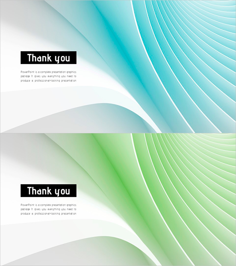 곡선 그래픽 배경의 엔딩 페이지