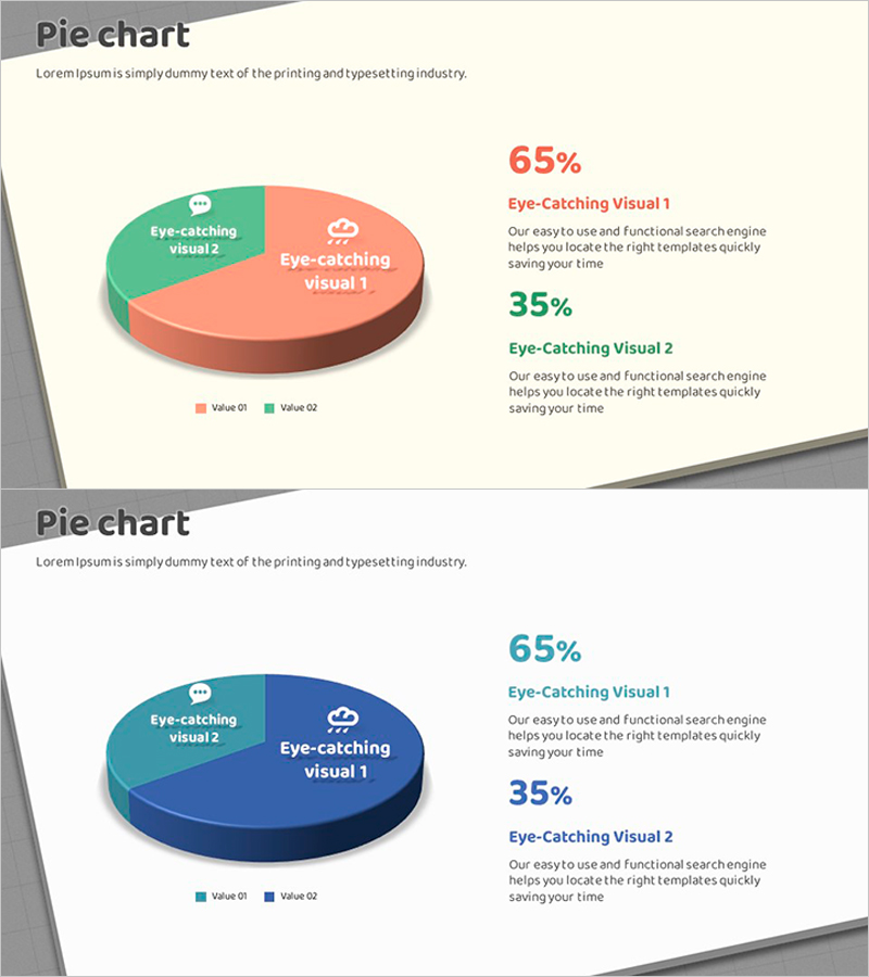 박스 와이드 템플릿으로 시장 점유율을 시각화한 파이차트