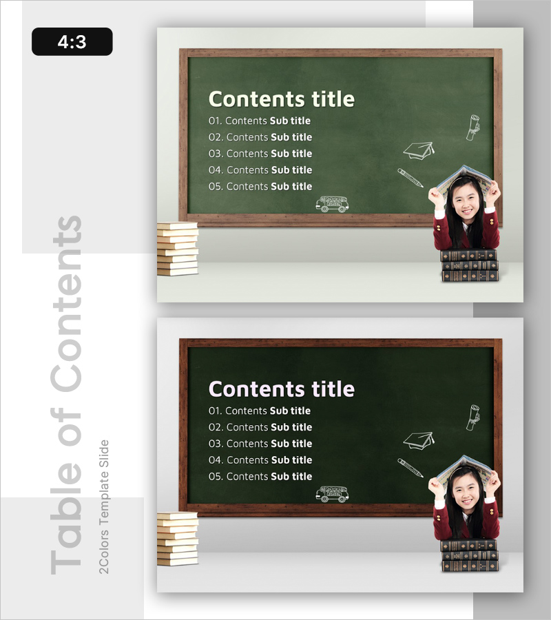 칠판 테마 중학교 교육 PPT 템플릿 목차