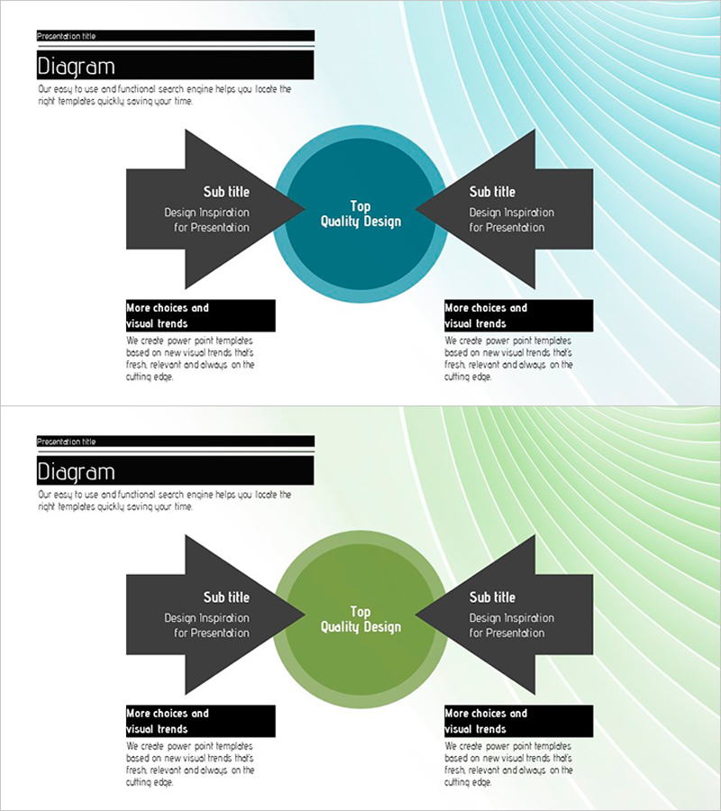 강조를 위한 화살표 다방향 다이어그램