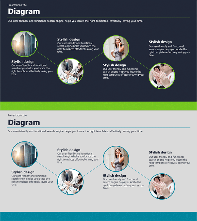 프로세스 다이어그램 프리젠테이션 템플릿 – 서비스 소개를 위한 직관적인 시각화