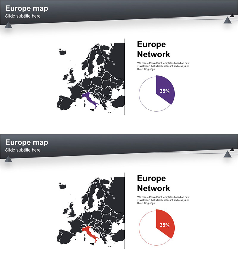 유럽 지도를 활용한 레이아웃 디자인 PPT 템플릿
