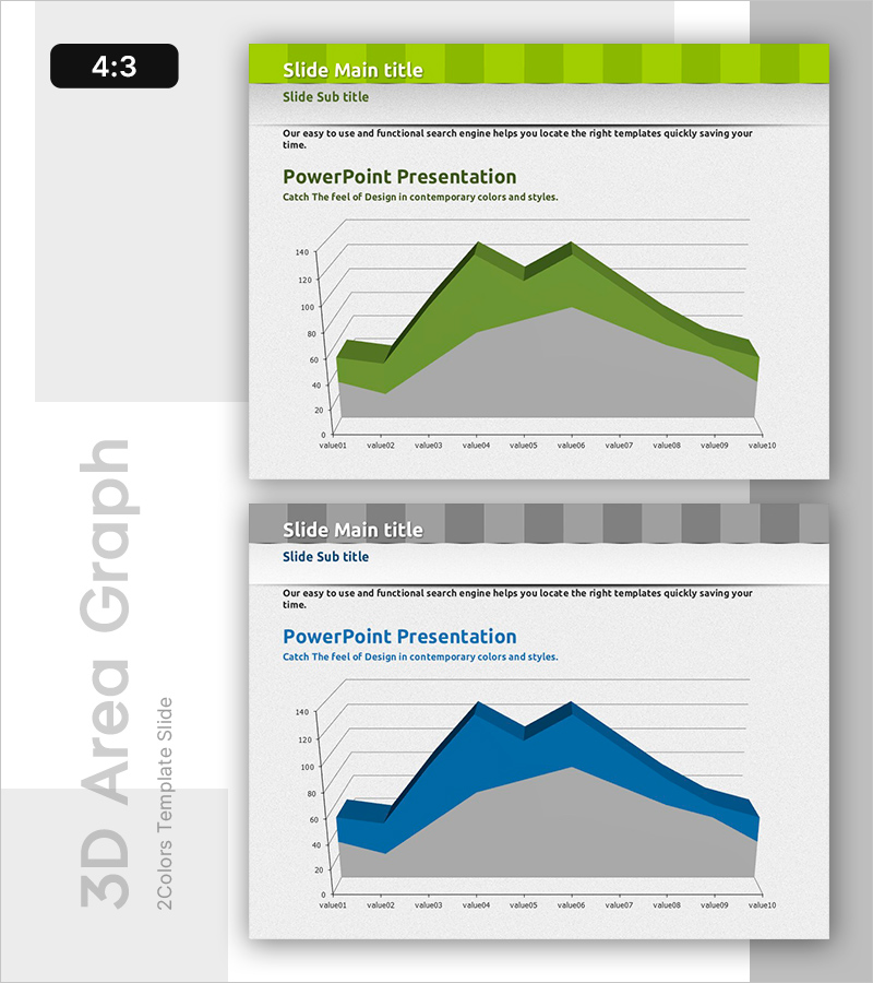 입체 영역형 차트(그린&블루) – 데이터 시각화의 새로운 가능성