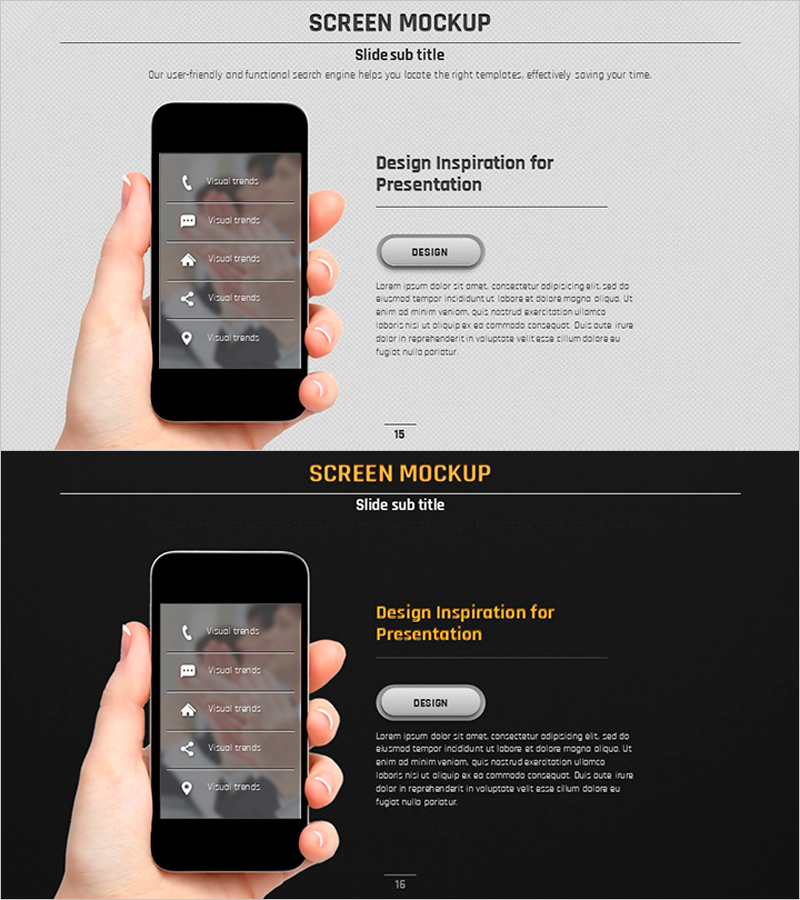 휴대폰 목업으로 제품 소개를 시각화한 프레젠테이션 템플릿