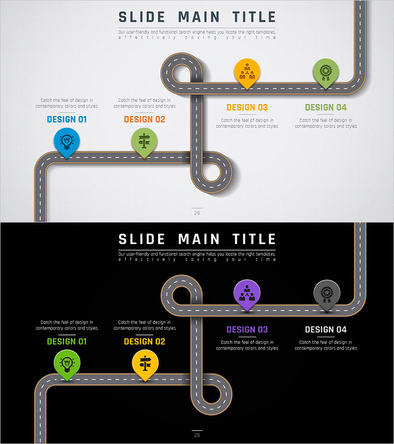 로드맵 디자인 템플릿 – 사업 추진 계획 시각화