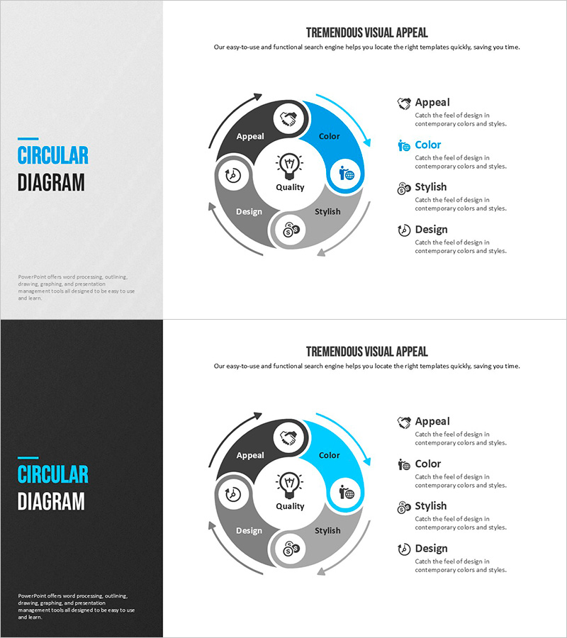모던 블루 템플릿 원 순환 다이어그램 – 사업 추진 전략을 효과적으로 표현