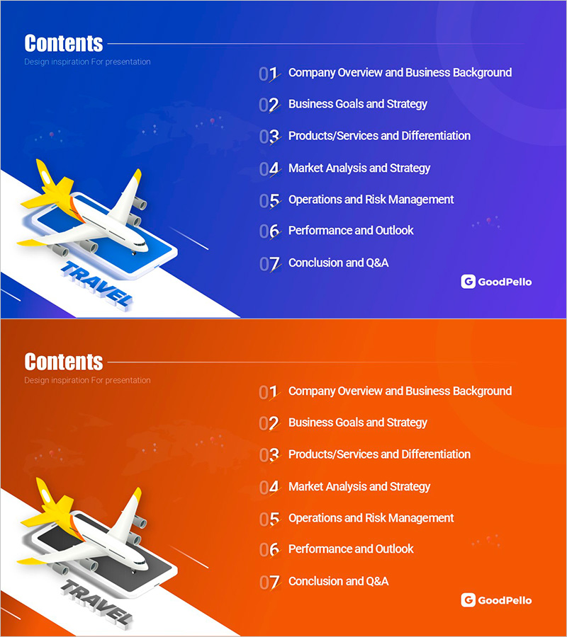 여행 비즈니스 목차 – 프레젠테이션의 시작