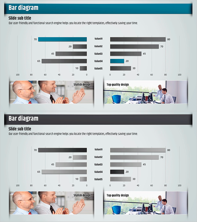 아이디어 도출 템플릿 – 쌍가로 막대 그래프