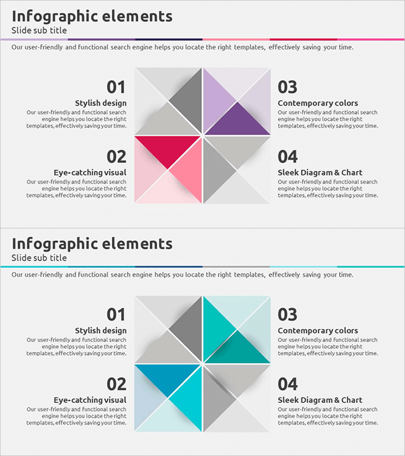 삼각형 패턴을 활용한 인포그래픽 슬라이드 템플릿