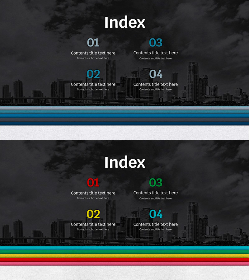 레인보우 템플릿 목차 – 색다른 프레젠테이션